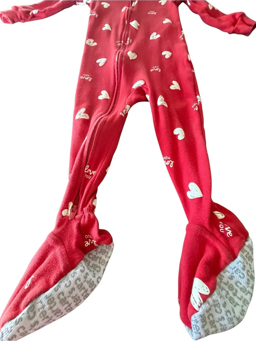 Carter’s Red Heart Footed Sleeper Pajamas 18M Zip Valentine’s Day